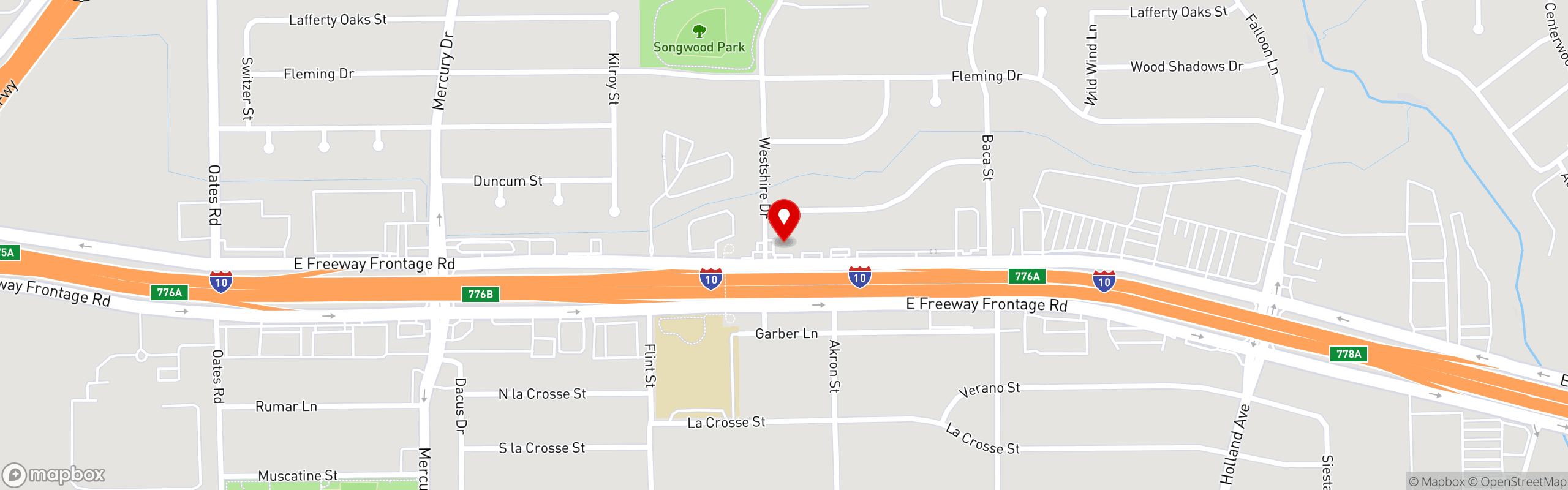 Street map pinning Arandas Bakery in East Fwy