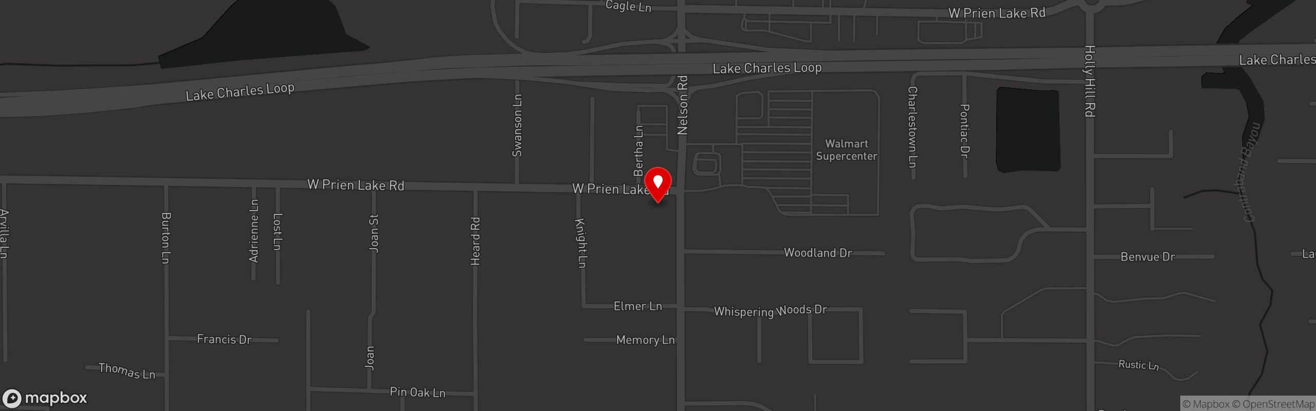Street map pinning Bourbon Street Deli in Bourbon Street Deli - Prien Lake Rd, Lake Charles