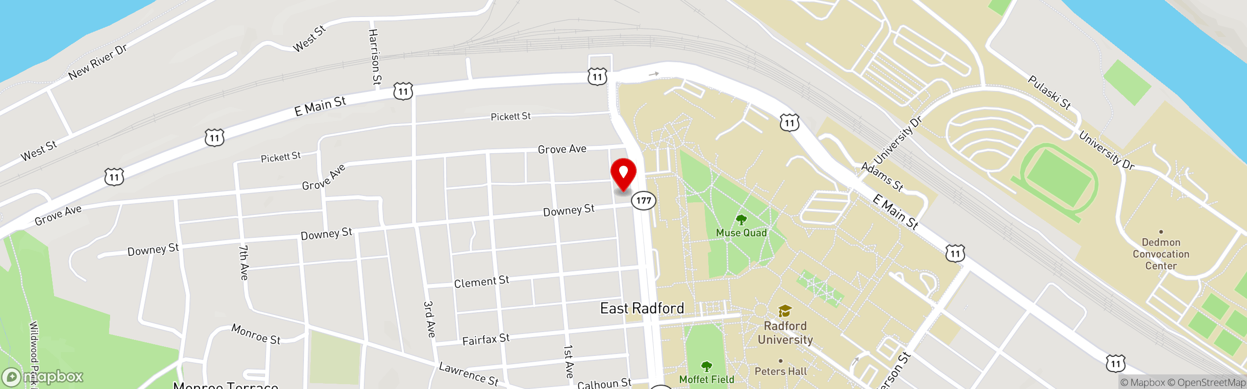 Street map pinning BT's Restaurant in BT'S