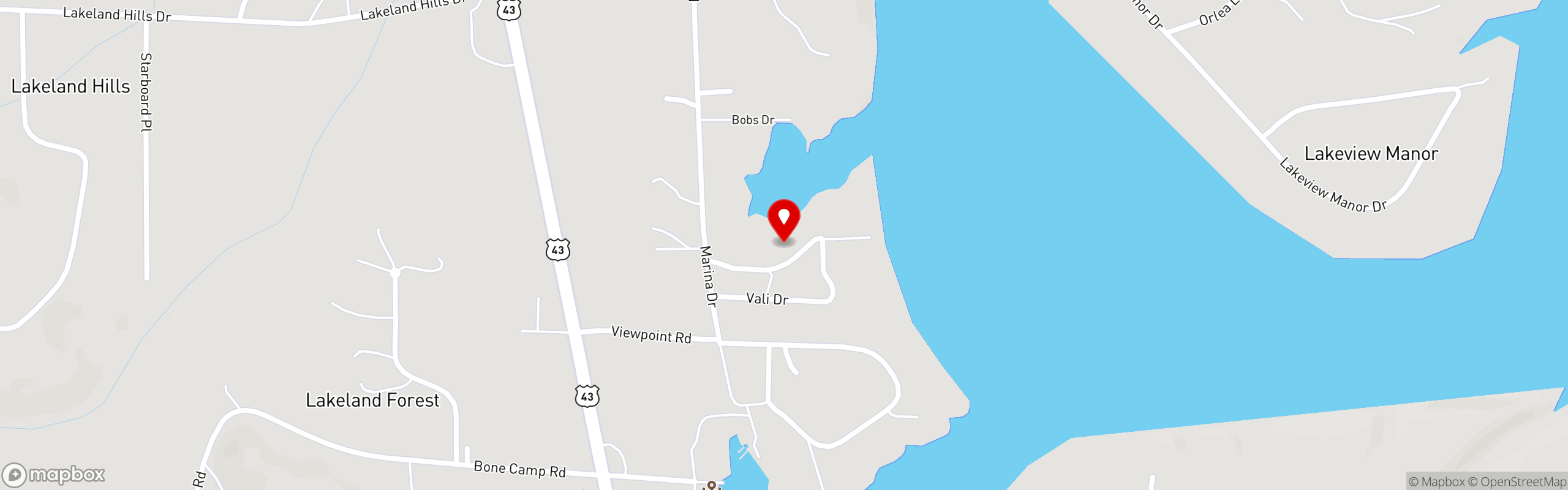 Street map pinning Southern Ale House in Dockside Northport, AL