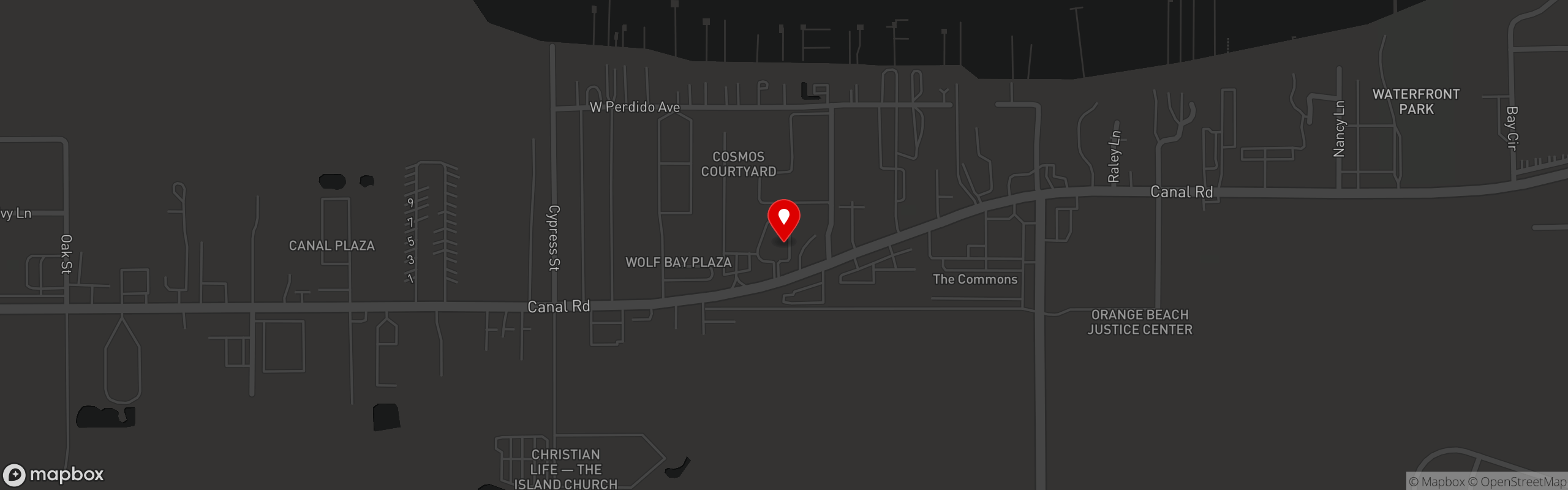 Street map pinning Cosmo's Restaurant & Bar in Cosmo's Restaurant & Bar
