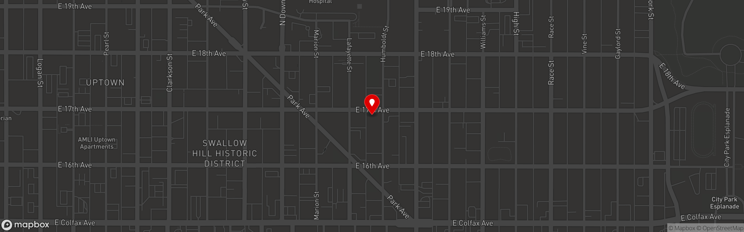 Street map pinning Hamburger Mary's Denver in Hamburger Mary's Denver