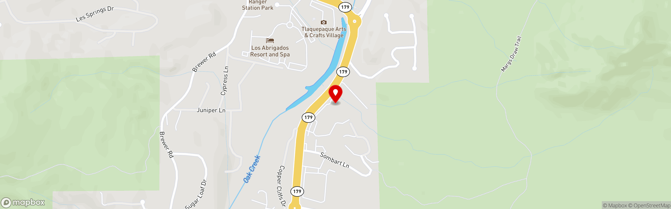 Street map pinning Javelina Cantina in Sedona