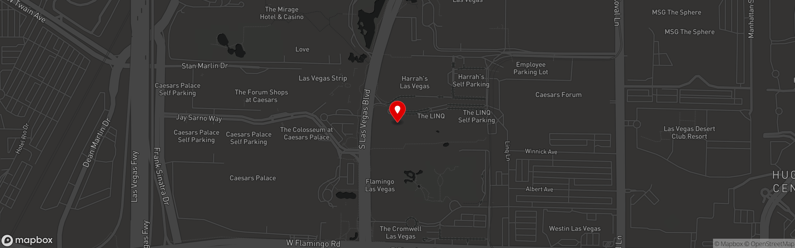 Street map pinning Haute Doggery in Las Vegas