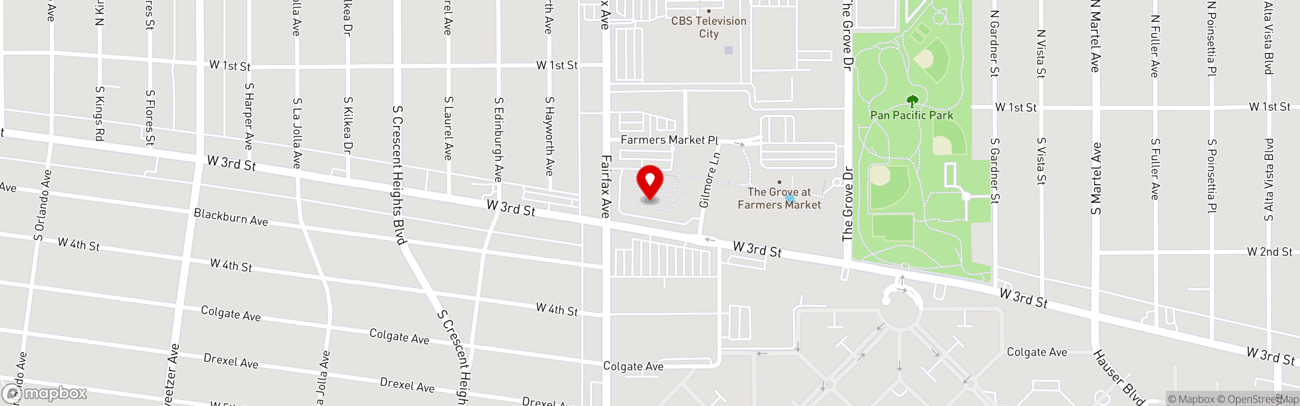 Street map pinning Magee's Kitchen in Los Angeles Farmers Market