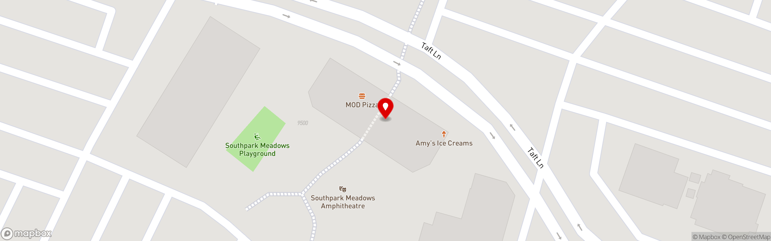 Street map pinning Waterloo Ice House in Southpark Meadows