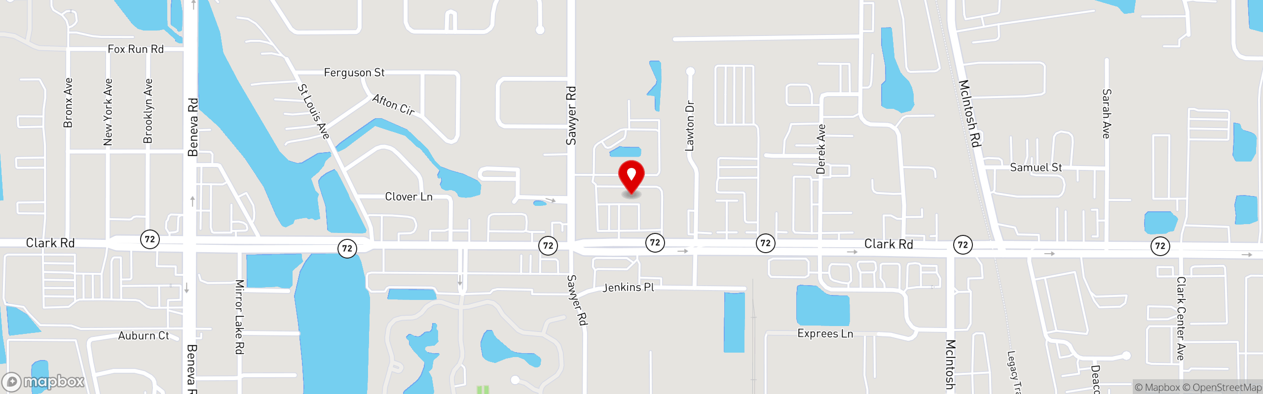 Street map pinning VALENTINO PIZZERIA TRATTORIA in Clark Rd.