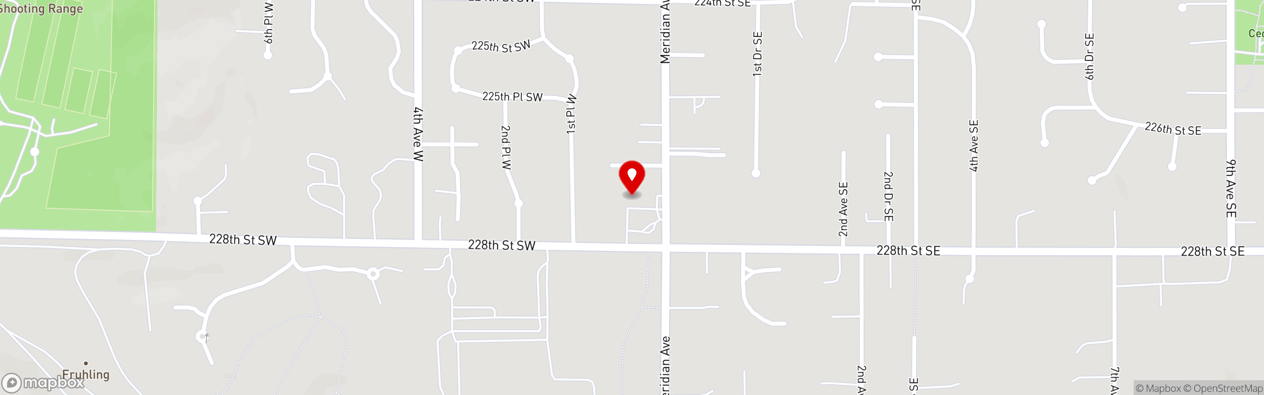 Street map pinning Uncle Peteza's Pizzeria in Meridian & 228th