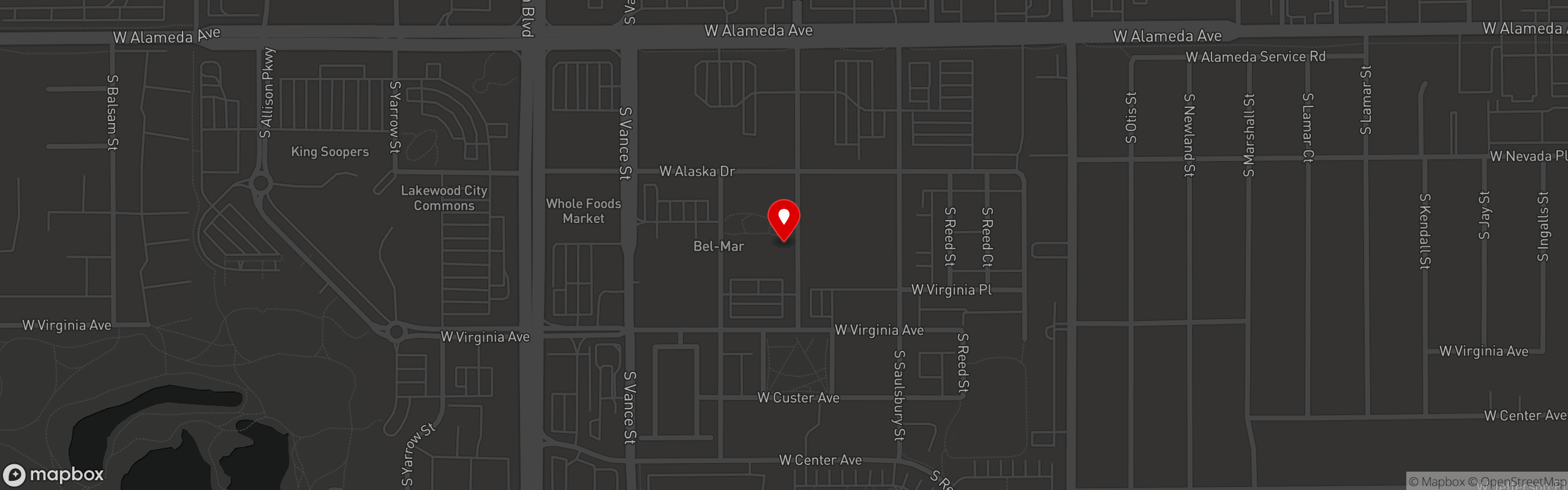 Street map pinning Vibe Concepts Corporate Site in Tstreet Roadhouse