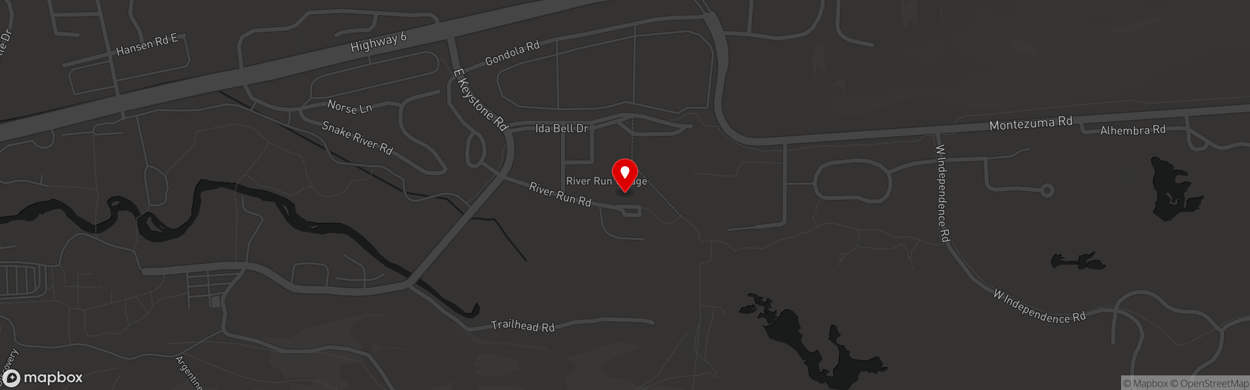 Street map pinning Vibe Concepts Corporate Site in Montezuma Roadhouse
