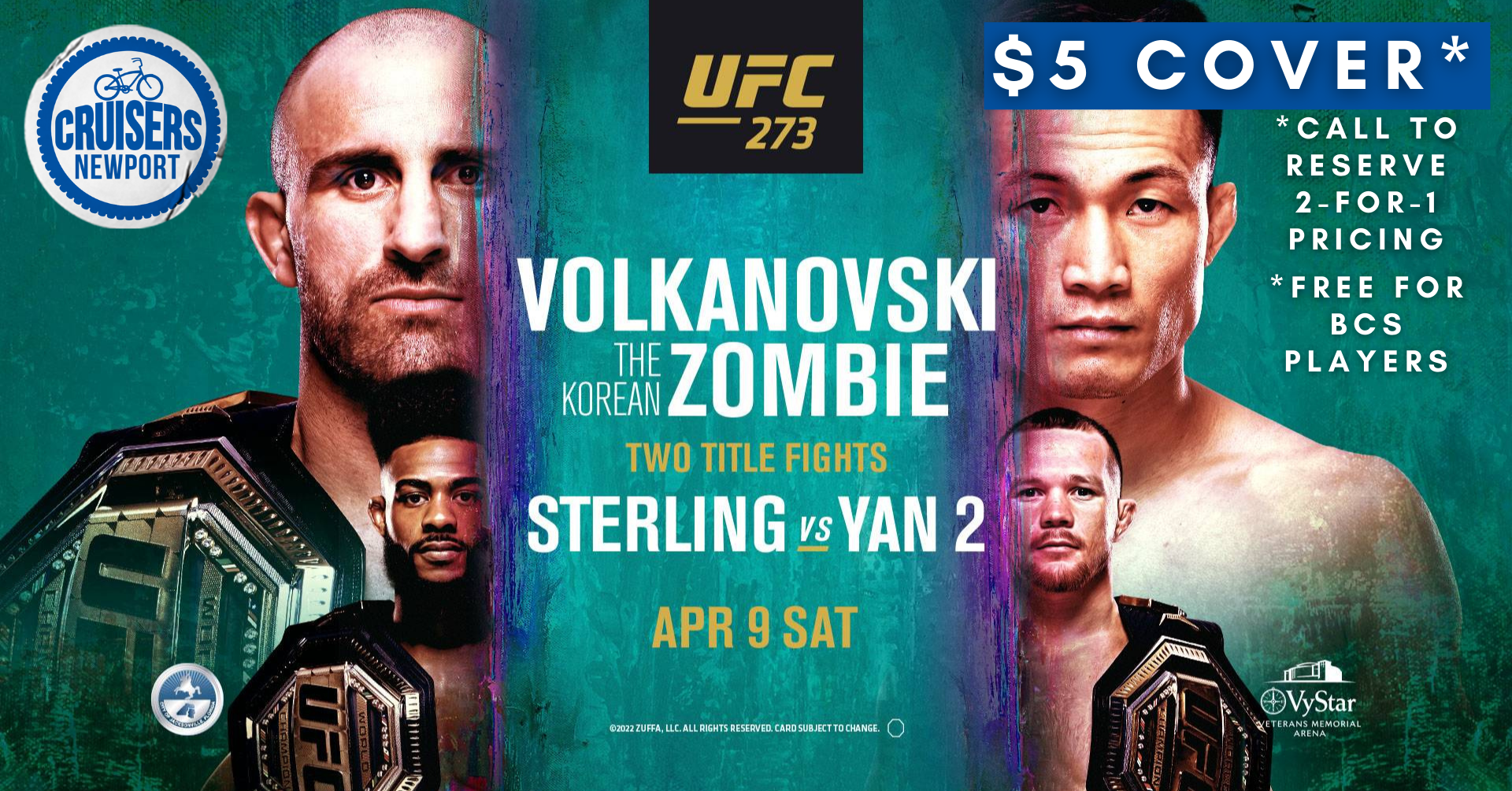 UFC 273 VOLKANOVSKI VS THE KOREAN ZOMBIE Cruisers Newport Beach - Cruisers Pizza Bar Grill