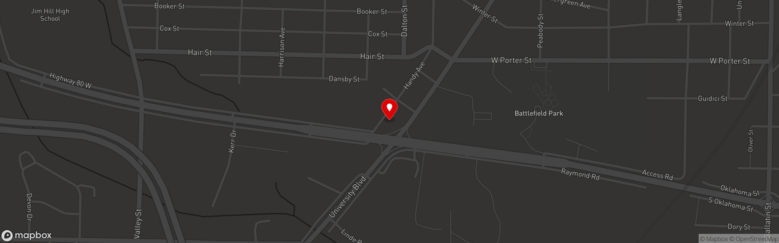 Street map pinning Smoke T's BBQ in Smoke T's BBQ