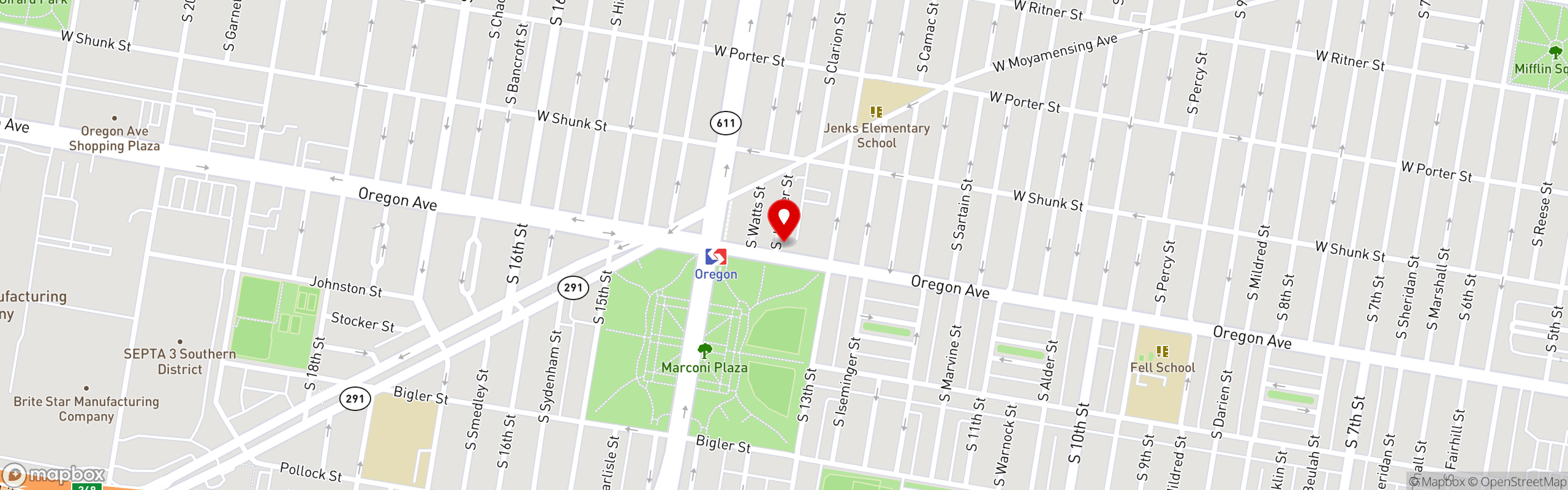 Street map pinning Avenue Steaks & Pizza in Avenue Steaks & Pizza - Philadelphia