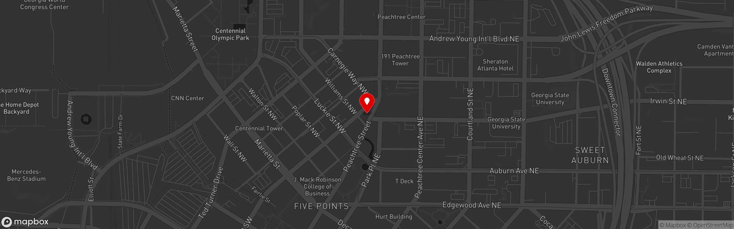 Street map pinning Vanity Restaurant in Vanity Restaurant & Bar