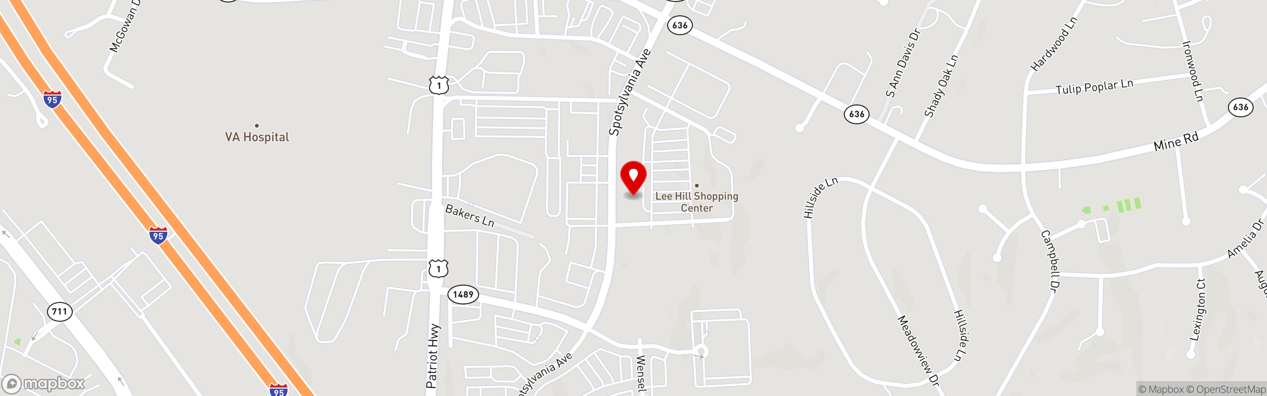 Street map pinning Danny's Pizza in Danny's Pizza