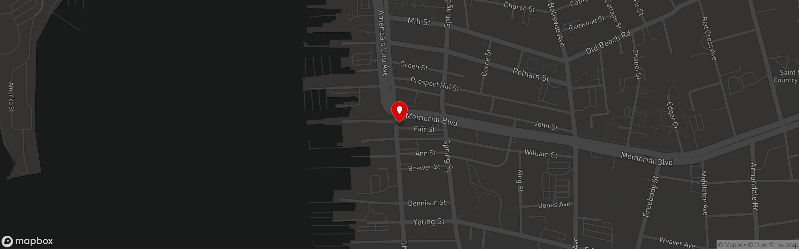 Street map pinning The Red Parrot in Newport