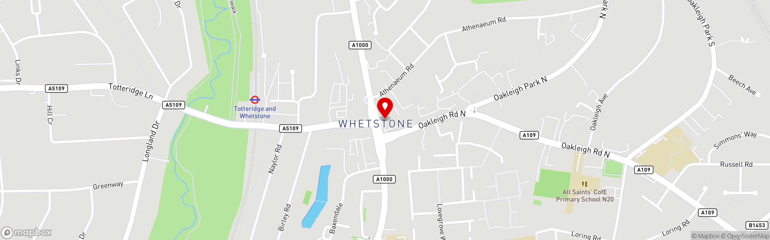 Street map showing the location of La Lluna in Whetstone