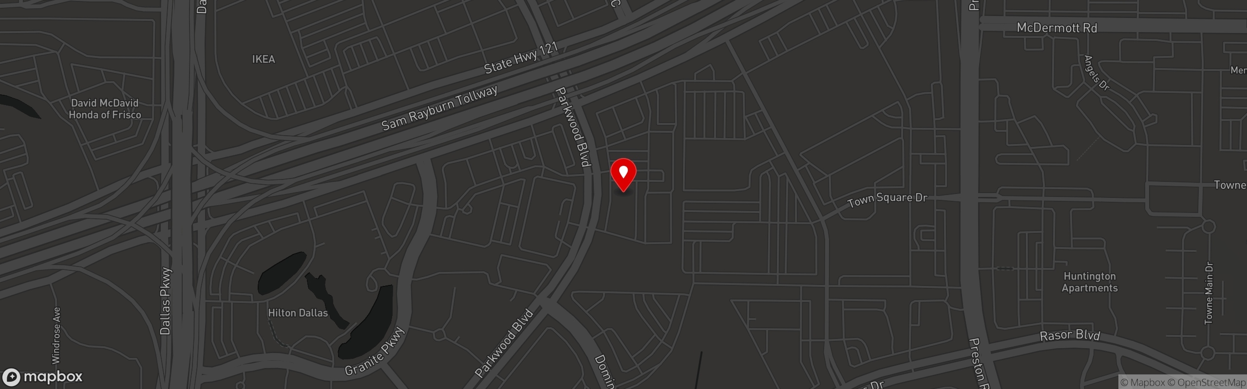 Street map pinning O' Desi aroma in Plano