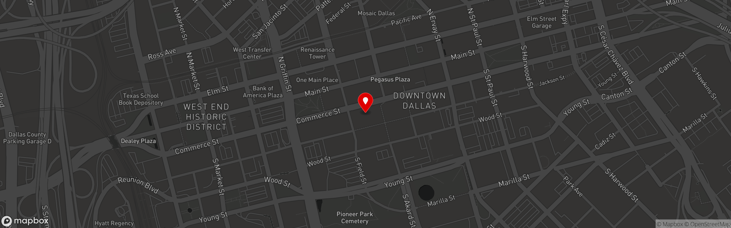 Street map pinning O' Desi aroma in Dallas