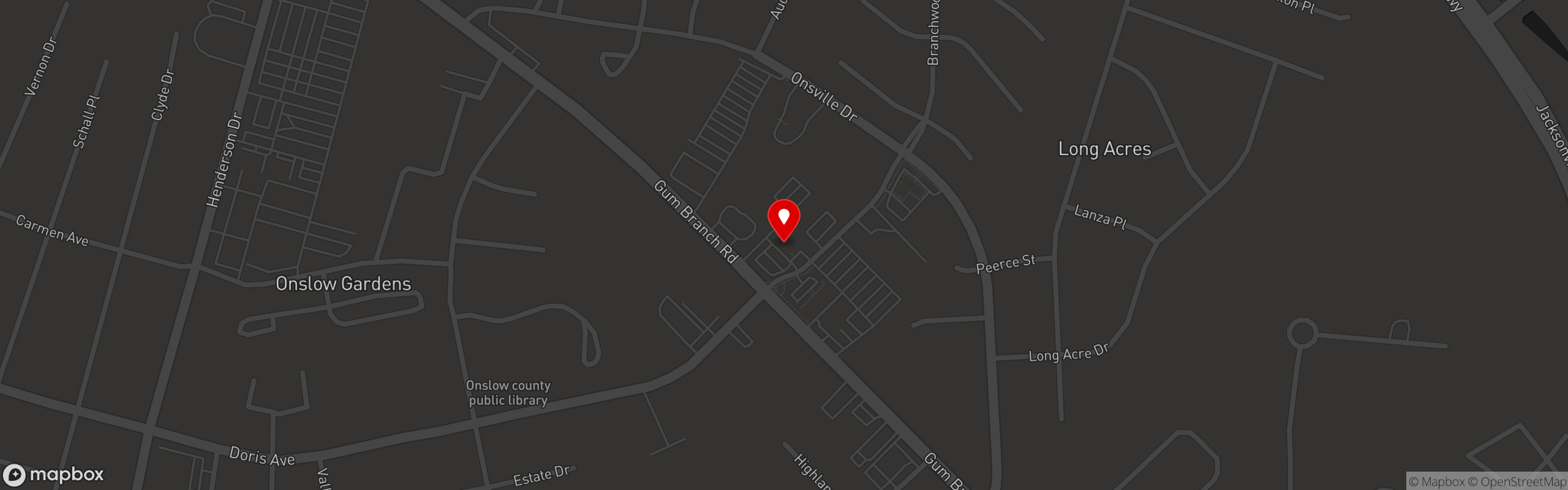 Street map pinning Angry Ginger Irish Pub in Angry Ginger Irish Pub - Jacksonville NC