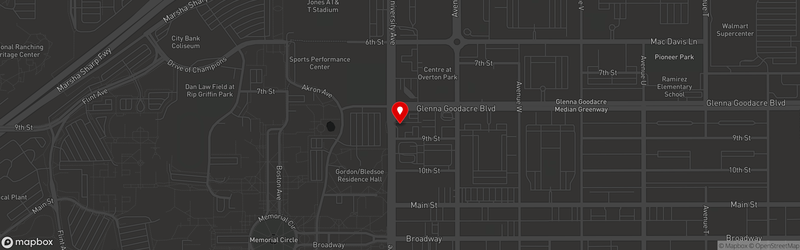 Street map pinning Spanky's in Spanky's