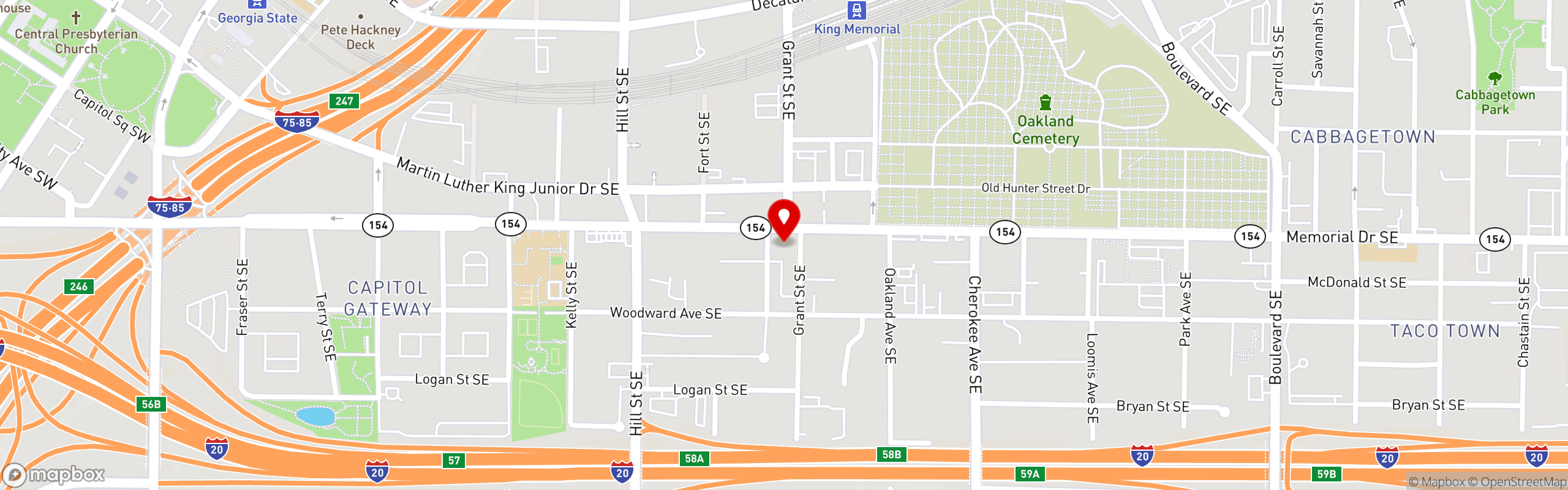 Street map pinning 42 Bar and Grill in 42 Bar and Grill