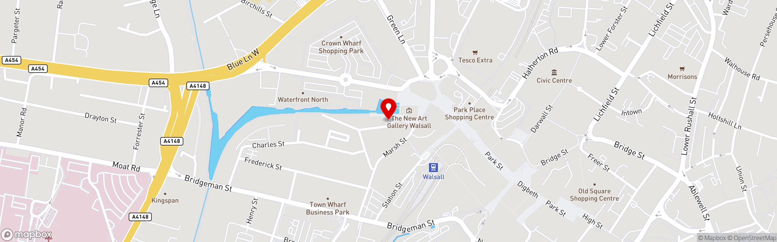 Street map showing the location of Piri Fino in Walsall