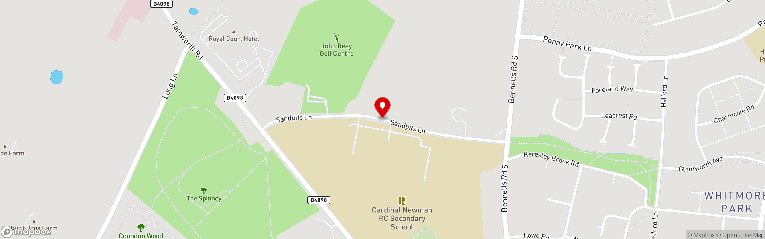 Street map showing the location of Piri Fino in Coventry