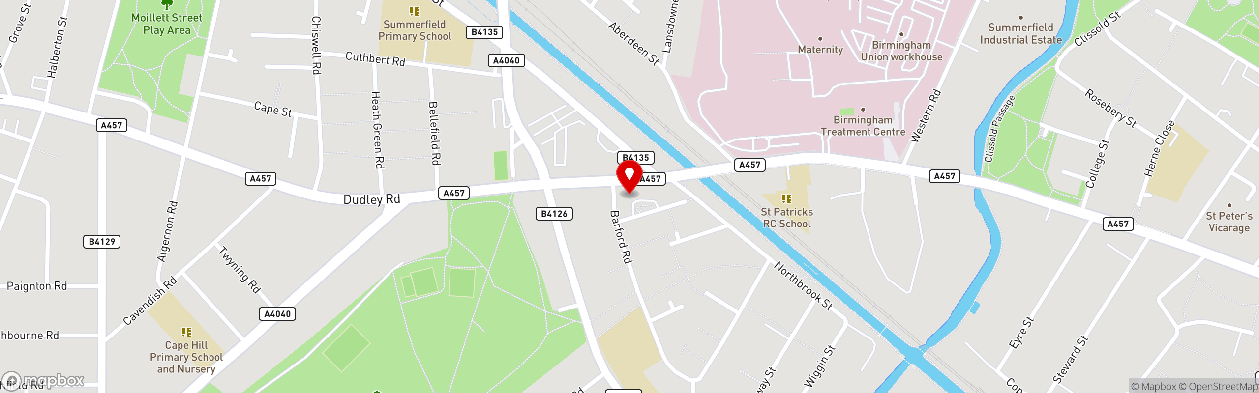 Street map showing the location of Piri Fino in Dudley Road