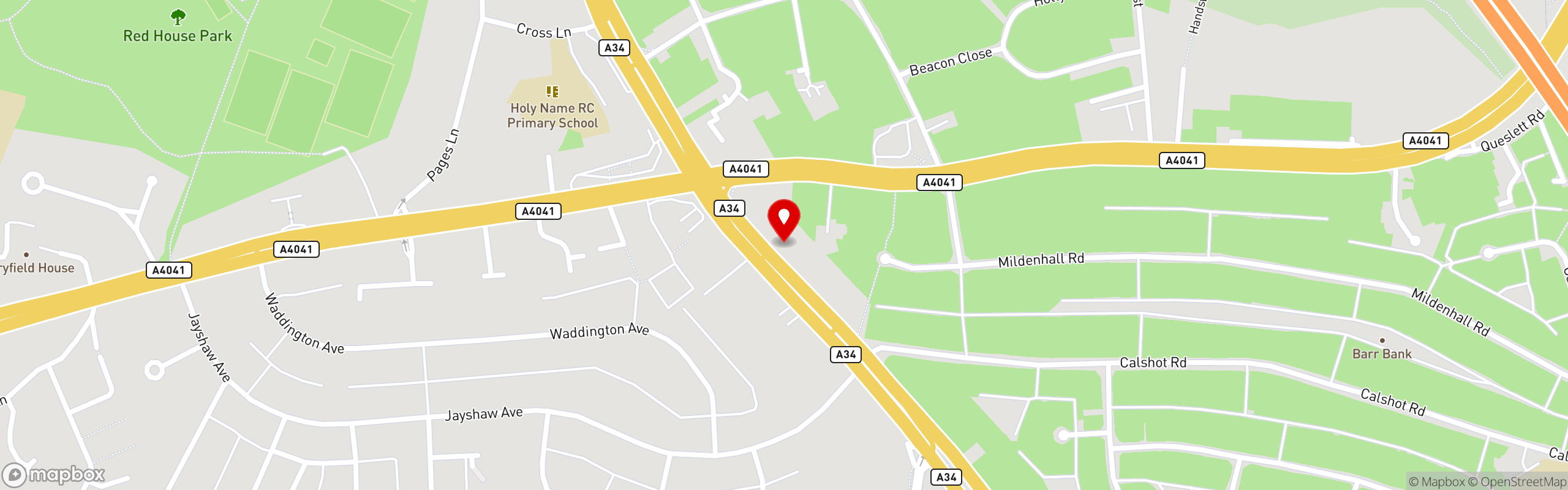 Street map showing the location of Piri Fino in Great Barr