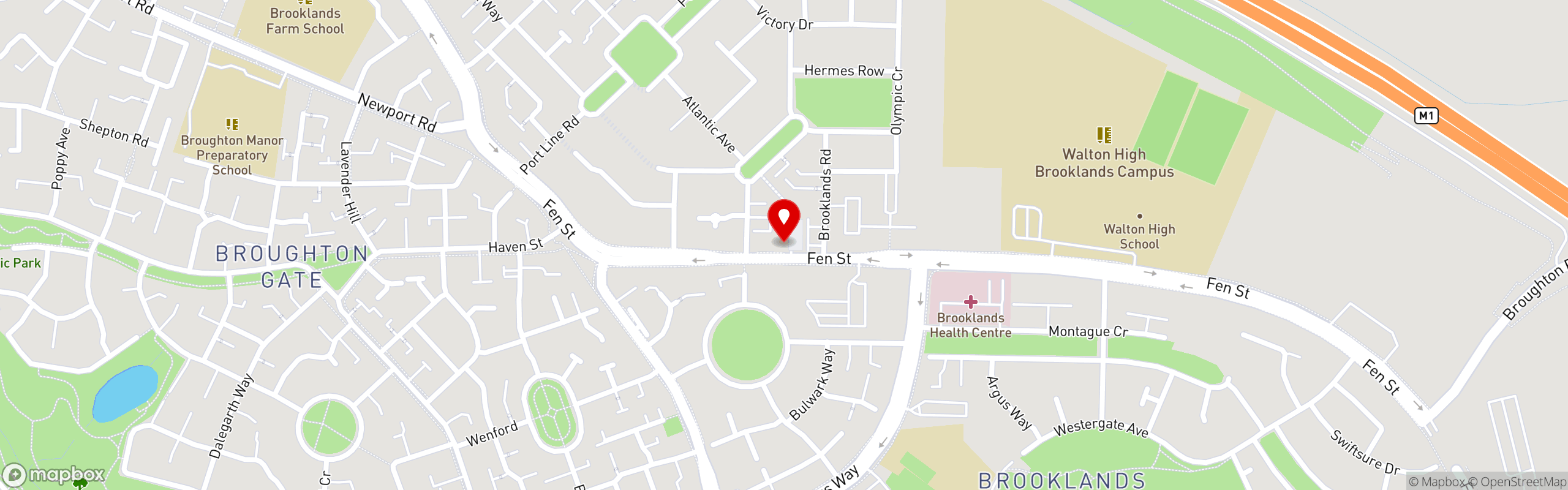 Street map showing the location of Piri Fino in Milton Keynes
