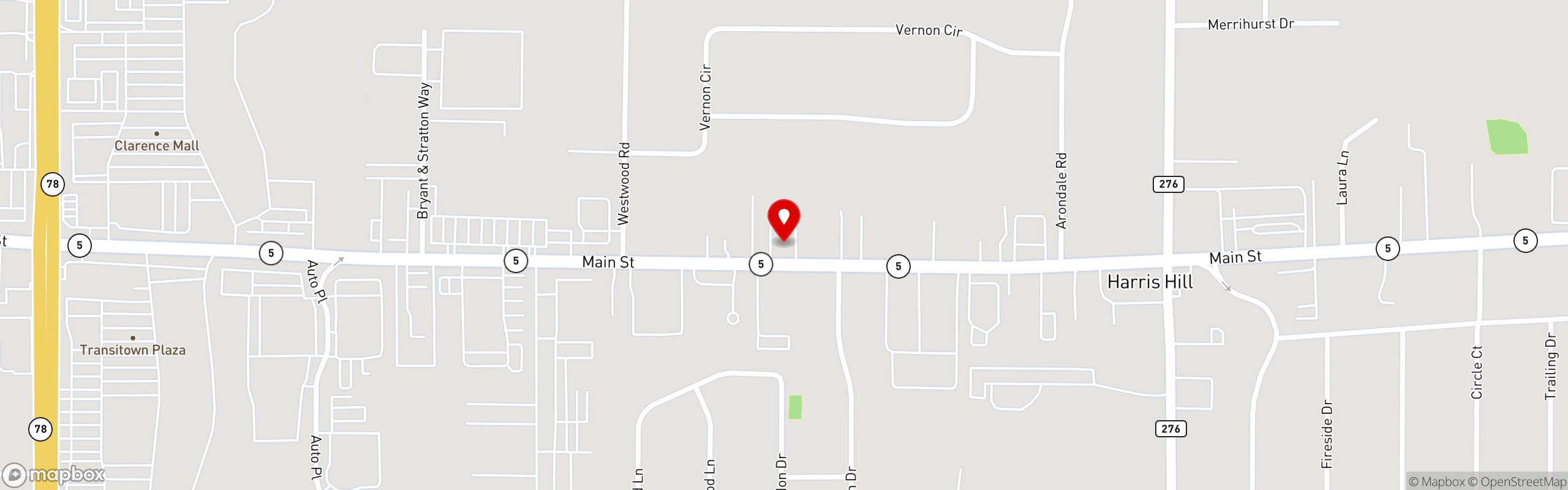 Street map pinning Bar-Bill Tavern in Clarence