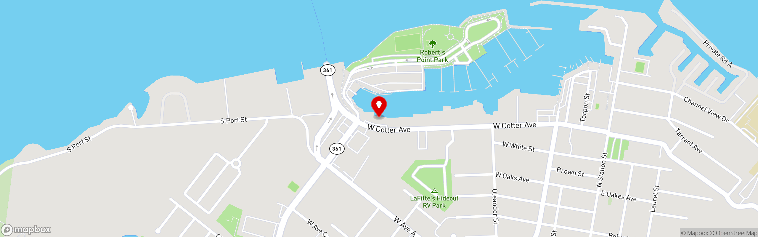 Street map pinning FINS Grill & Icehouse in FINS Grill & Icehouse