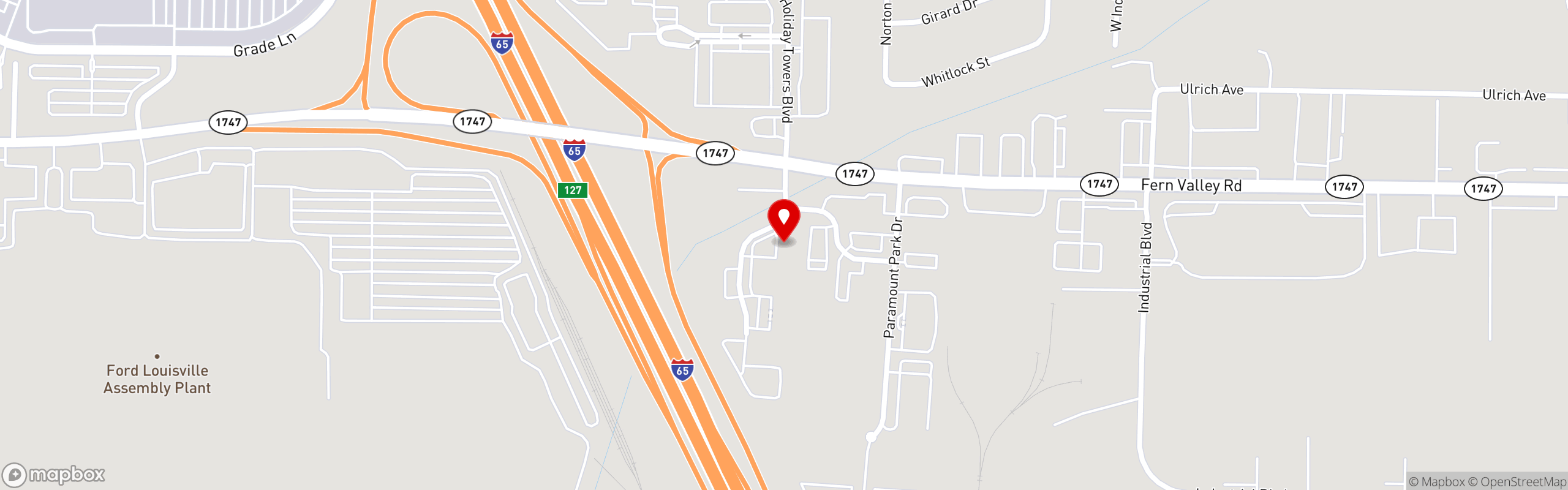 Street map pinning Shoney's in Louisville, KY