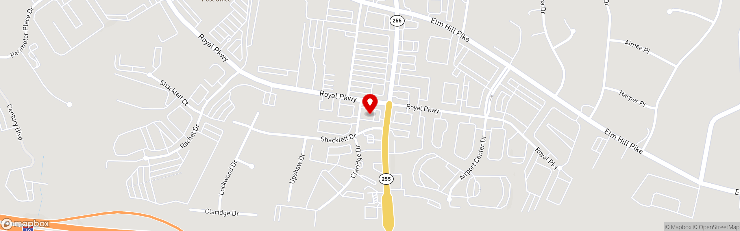 Street map pinning Shoney's in Nashville, TN