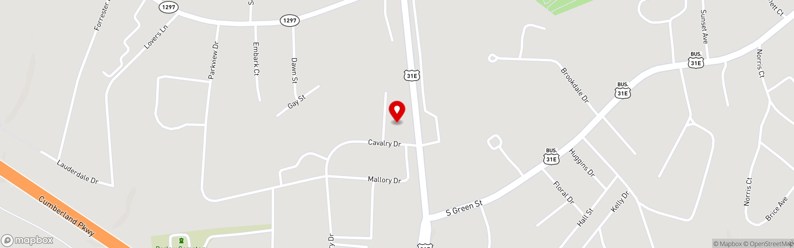 Street map pinning Shoney's in Glasgow, KY