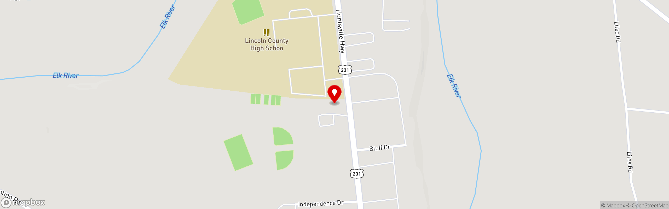 Street map pinning Shoney's in Fayetteville, TN