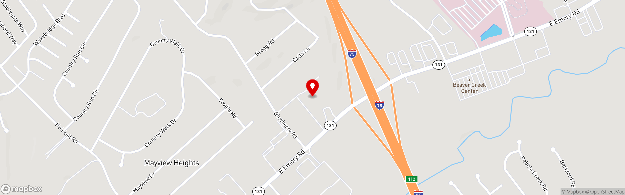 Street map pinning Shoney's in Powell, TN