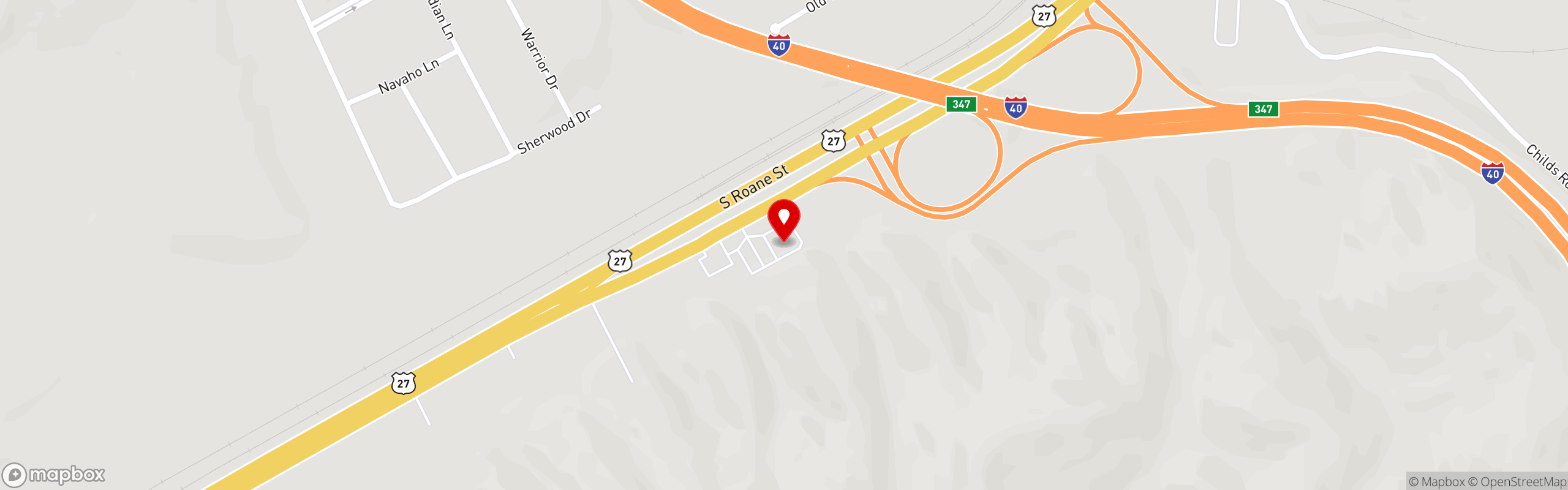 Street map pinning Shoney's in Harriman, TN