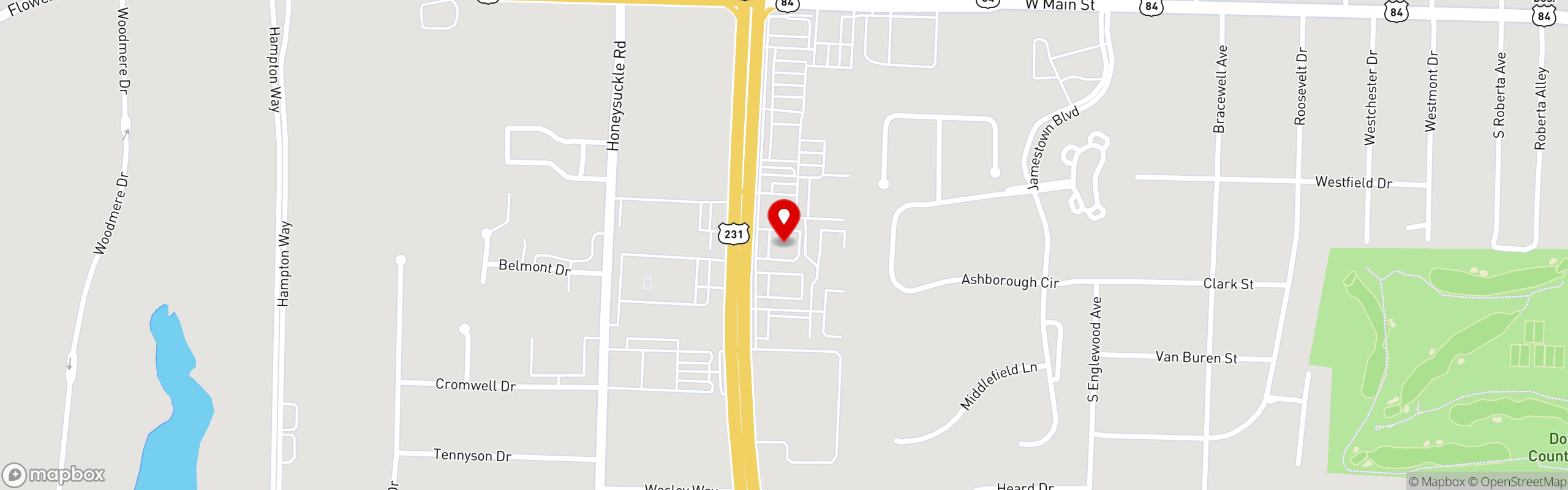 Street map pinning Shoney's in Dothan, AL