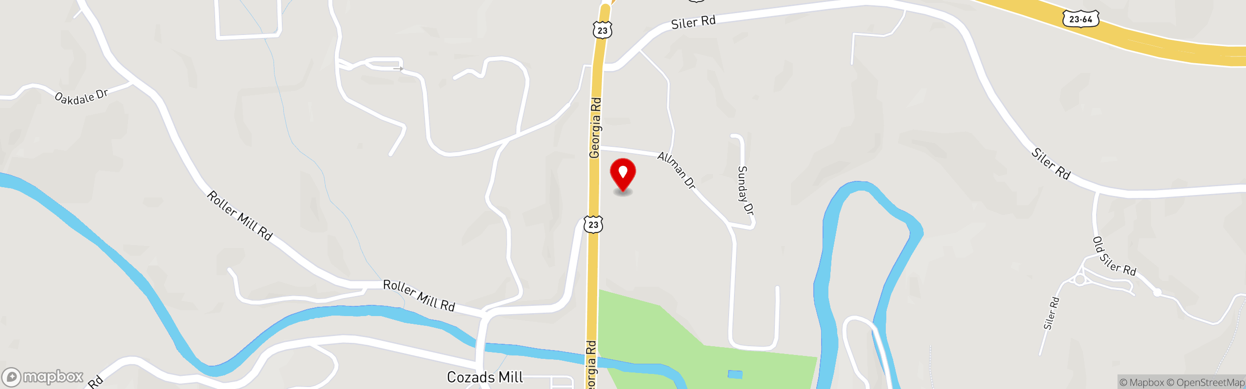 Street map pinning Shoney's in Franklin, NC