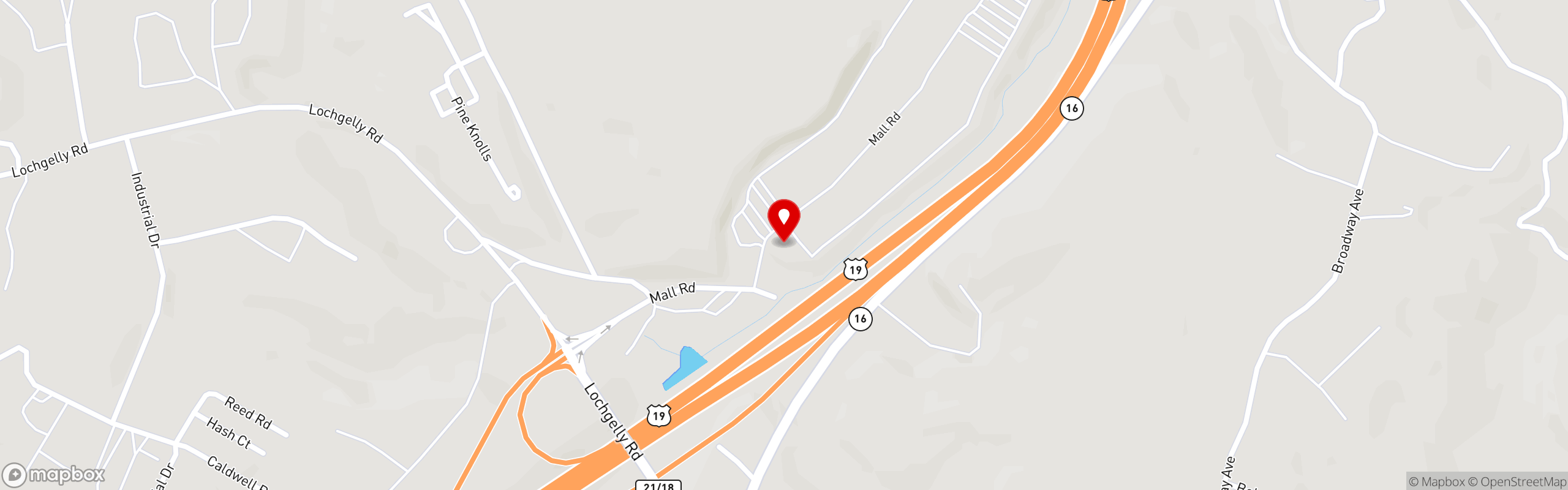 Street map pinning Shoney's in Oak Hill, WV