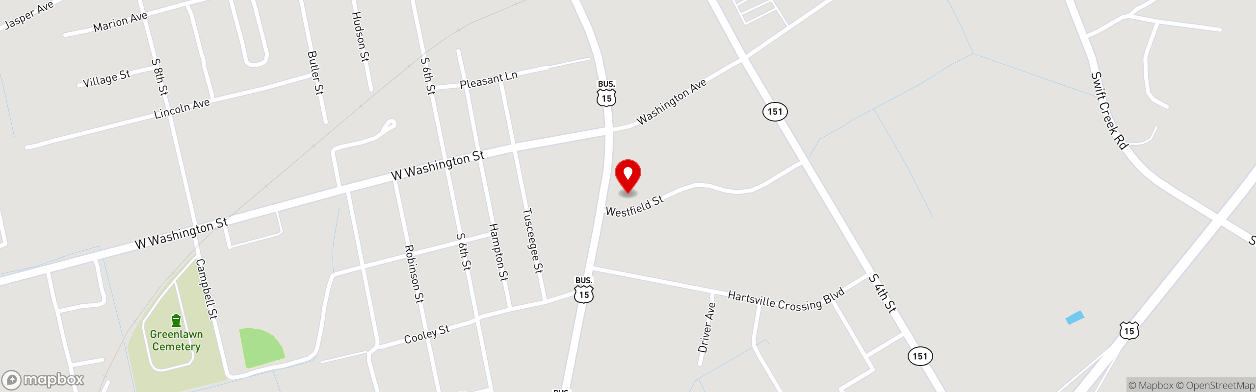 Street map pinning Shoney's in Hartsville, SC