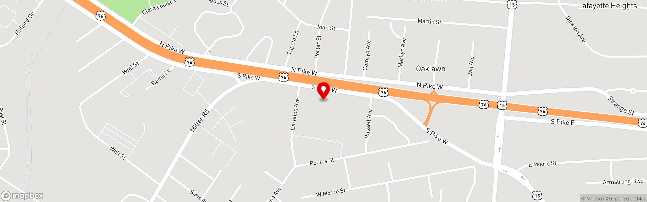 Street map pinning Shoney's in Sumter, SC