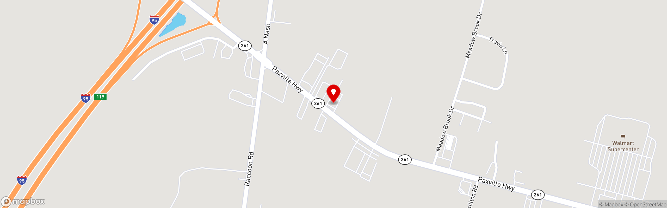 Street map pinning Shoney's in Manning, SC