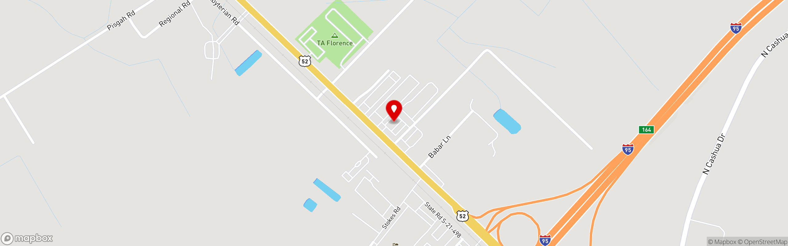 Street map pinning Shoney's in Florence, SC