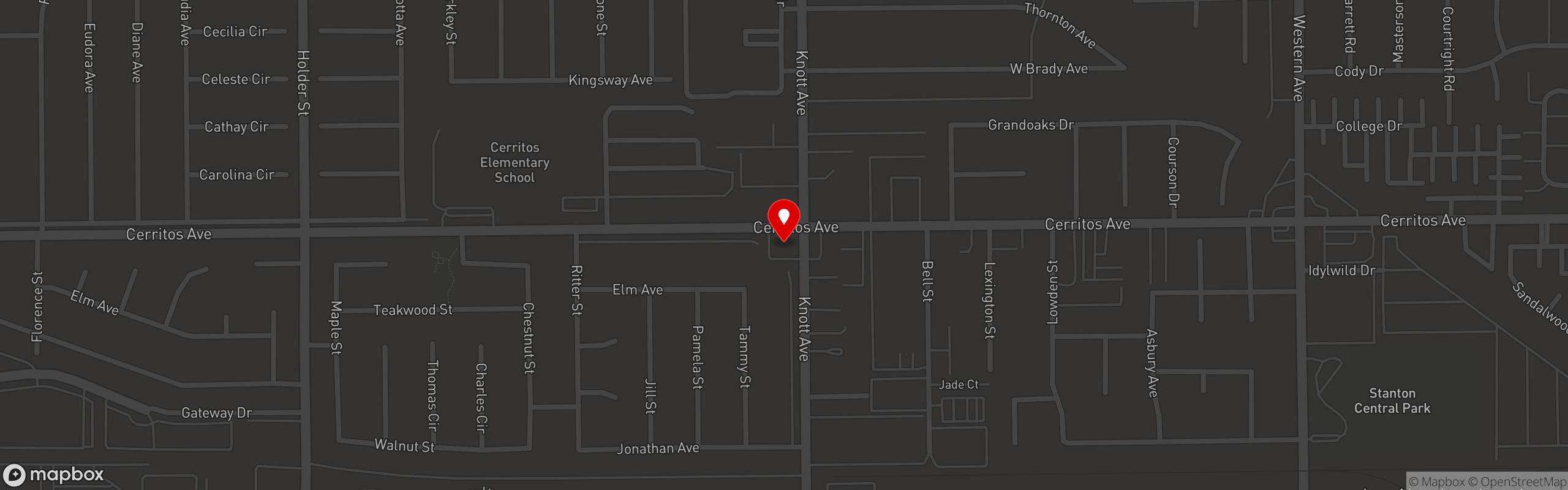 Street map pinning Paul's Place in Cypress