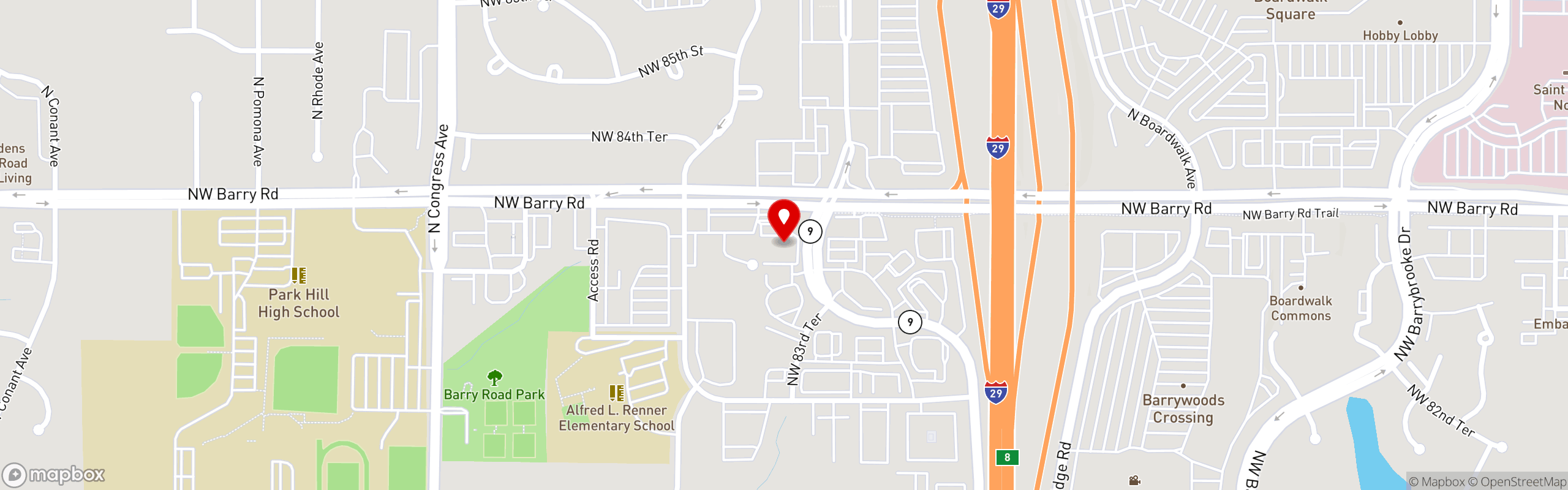 Street map pinning Ixtapa Fine Mexican Cuisine in Kansas City, MO