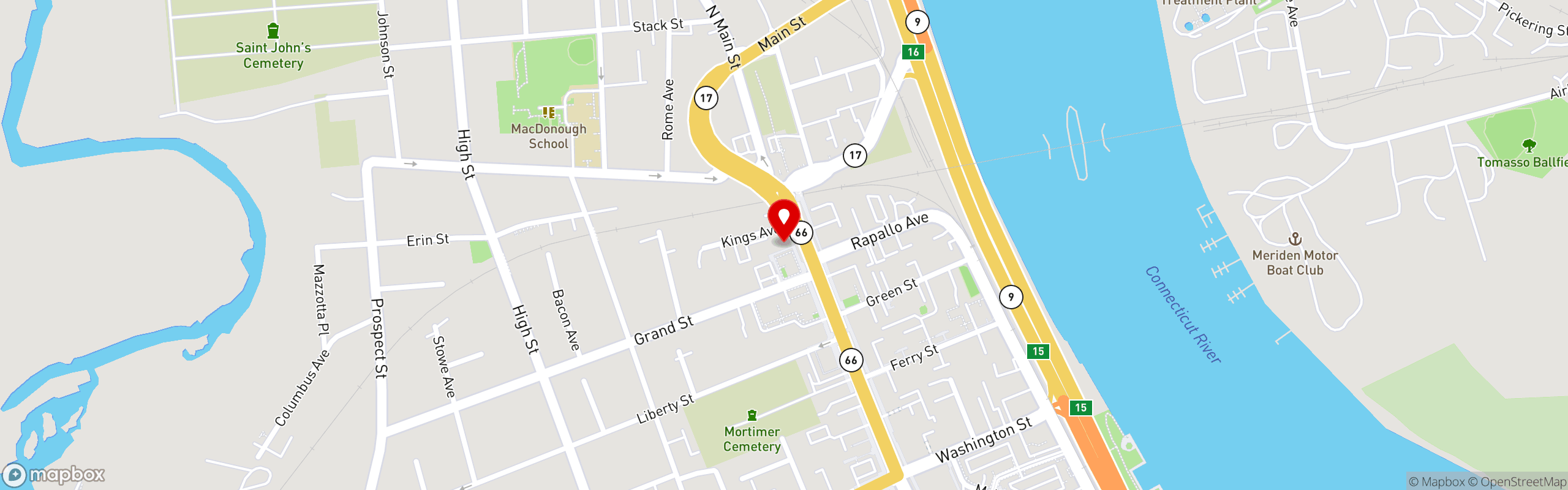 Street map pinning Eli Cannons Tap Room in Middletown