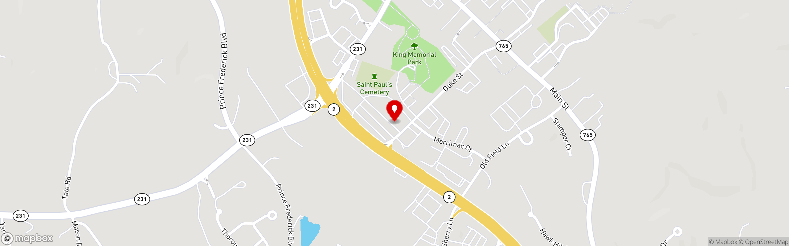 Street map pinning Dream Weaver Cafe & Catering in Prince Frederick, MD